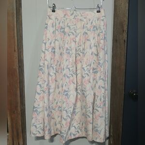 Vintage Silk/Cotton Blend Watercolor Floral Skirt Wens size 14